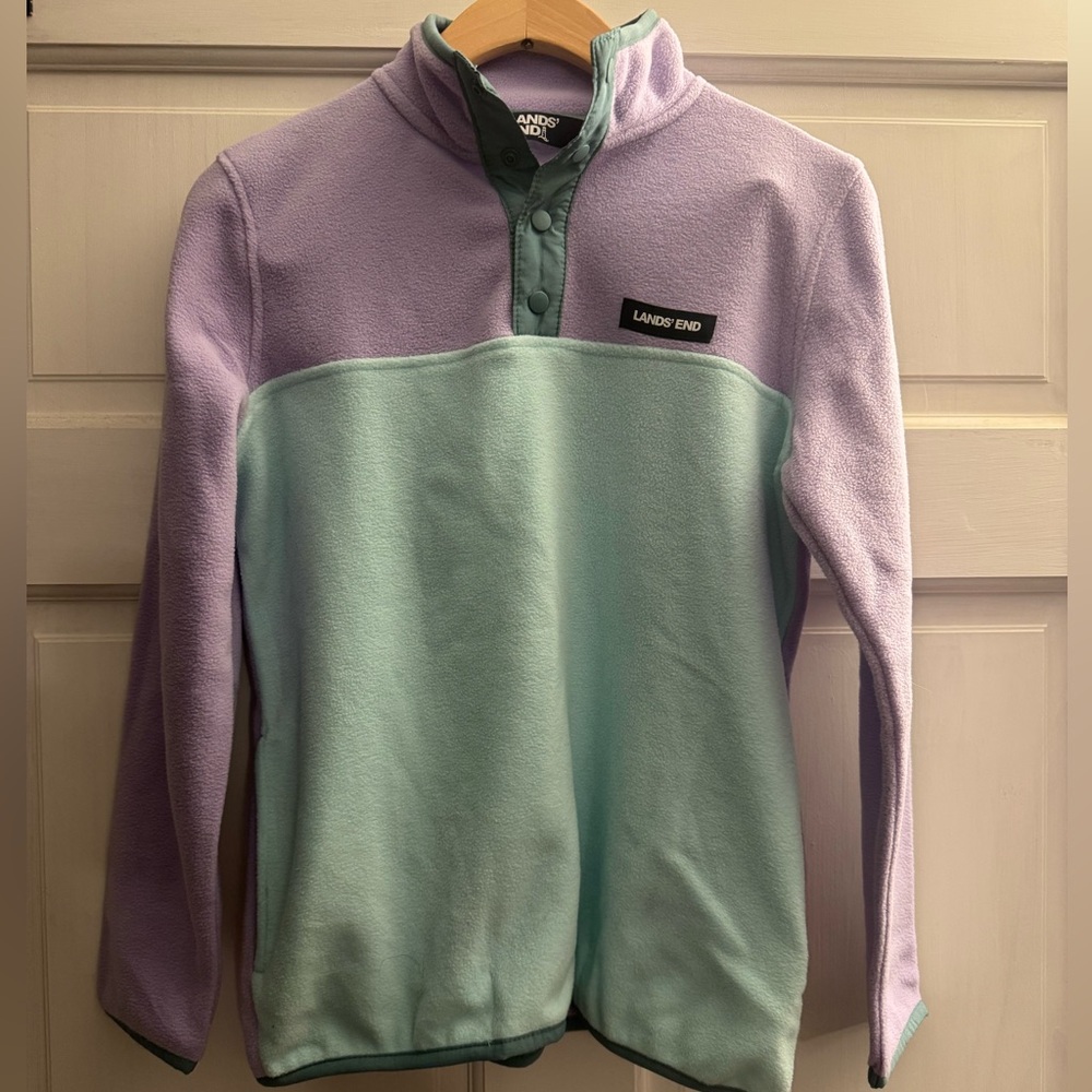 Lands' End Kids' Lavender and Mint Fleece Hoodie